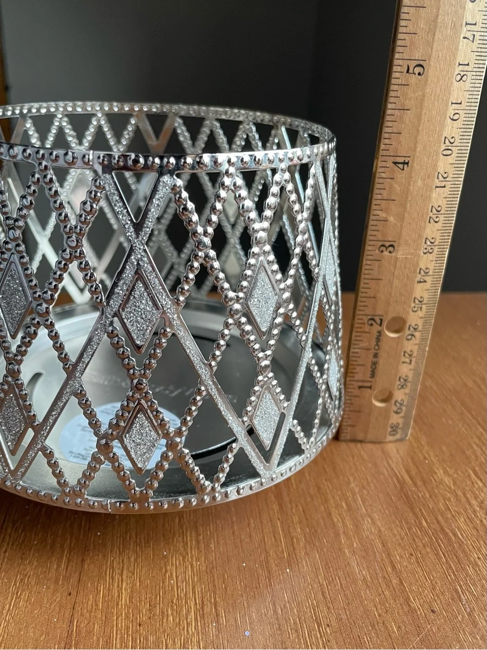 Bath and Body Works Rhinestone Glittery Lattice Argyle 3 Wick Candle Holder